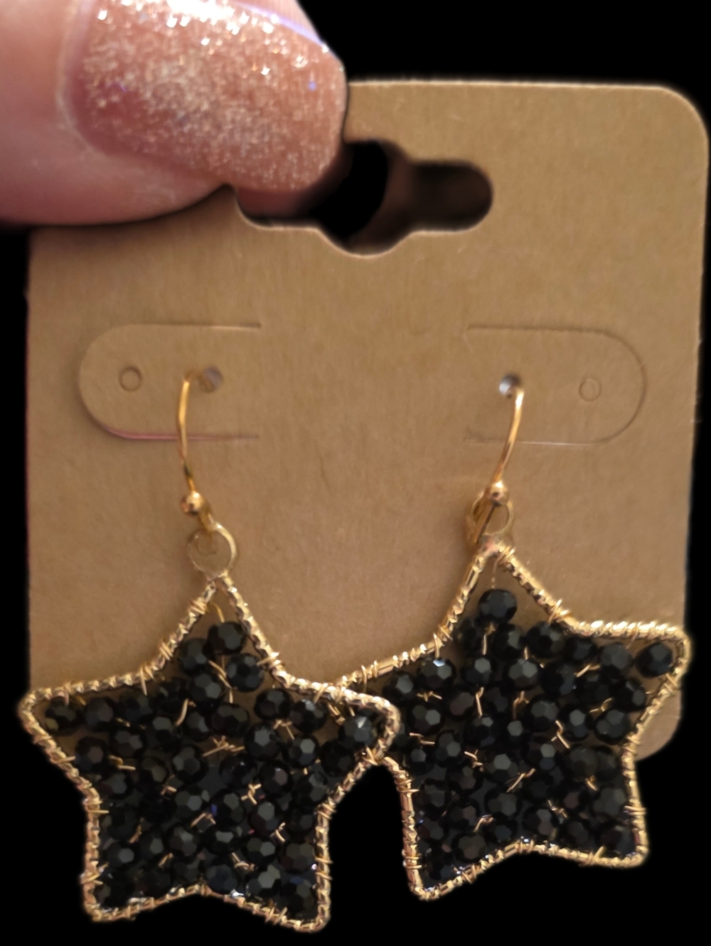 Star Drop Earrings in Black